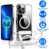 Magnetic Metal Kickstand Clear Case Shockproof Anti Yellowing Phone Cover Compatible with Magsafe Fit for IOS Phone 14 Pro Max