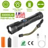 Tactical LED Flashlight Zoomable Rechargeable Search Light Torch 50000LM with 5Modes SOS Night Light For Night Walking Adventures