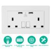 UK Wall Outlet Dual Wall Plug Socket Duplex 2.1A USB Wall Charger with Plug Switch Light Indicator