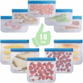 10pcs Reusable Storage Bags Leakproof Freezer Gallon Bags BPA Free- Extra Thick Durable Reusable Storage Bags - Reusable Snack Bags For Food Frui