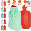 2L Hot Water Bottle w/ Plush Cover Classic Natural Rubber Hot Water Bag Feet Warmer For Pain Relief Hot Compress Heat Therapy Warm Neck Shoulders
