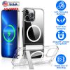 Magnetic Metal Kickstand Clear Case Shockproof Anti Yellowing Phone Cover Compatible with Magsafe Fit for IOS Phone 14 Pro Max