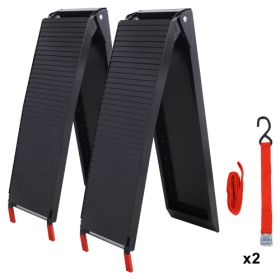 Truck Ramps, 80x12 Portable Loading Ramps For Pickup Trucks 1500 LBS Capacity Aluminum Folding Ramps With Handle  Buckle For ATVs, Snowblower, La (Color: Black)