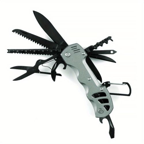 1pc 16-in-1 Multifunctional Pocket Knife Set with Keychain Holder, Scissors, Bottle Opener, Saw, and Camping Combination Tool - Essential Outdoor