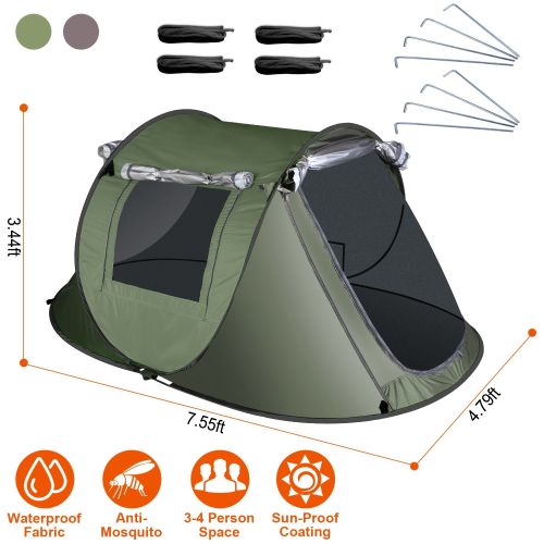 Pop Up Tent Automatic Setup Camping Tent Waterproof Instant Setup Tent with 4 Mosquito Net Windows Carrying Bag for Hiking Climbing Adventure Fis Pop Up Tent Automatic Setup Camping Tent Waterproof Instant Setup Tent with 4 Mosquito Net Windows Carrying Bag for Hiking Climbing Adventure Fis